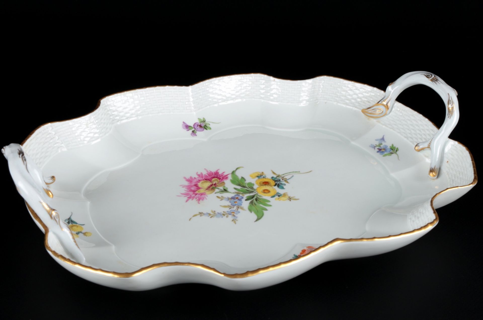 Meissen Blume große Henkelplatte, handled tray, - Bild 3 aus 4