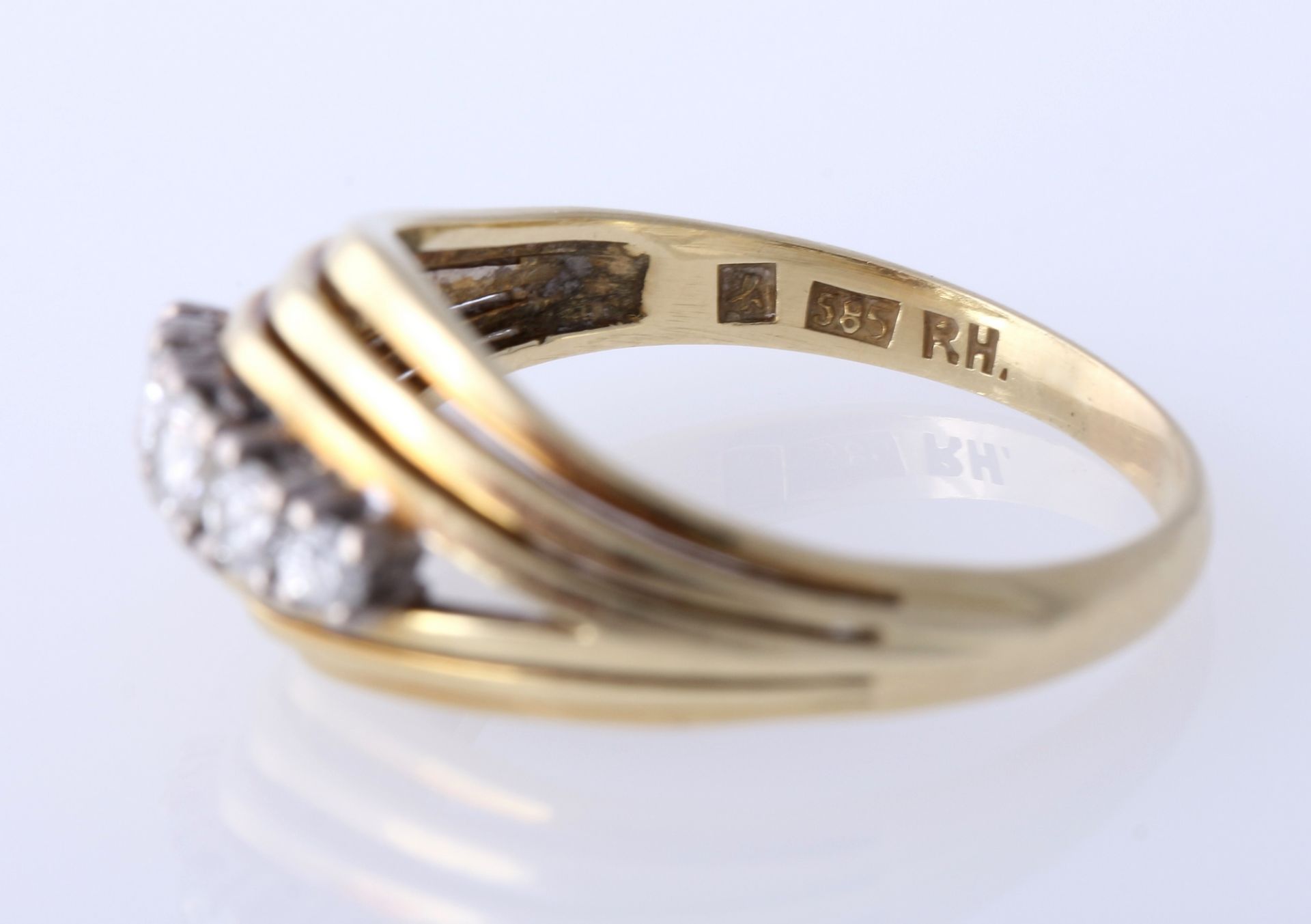 585 Gold Ring mit 5 Brillanten 0,42ct, 14K diamond gold ring, - Bild 4 aus 4