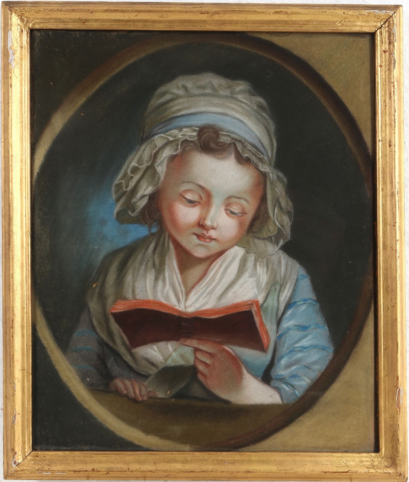 Unbekannter Maler des 19. Jahrhunderts Portrait lesendes Mädchen, portraiture reading girl, - Bild 2 aus 3