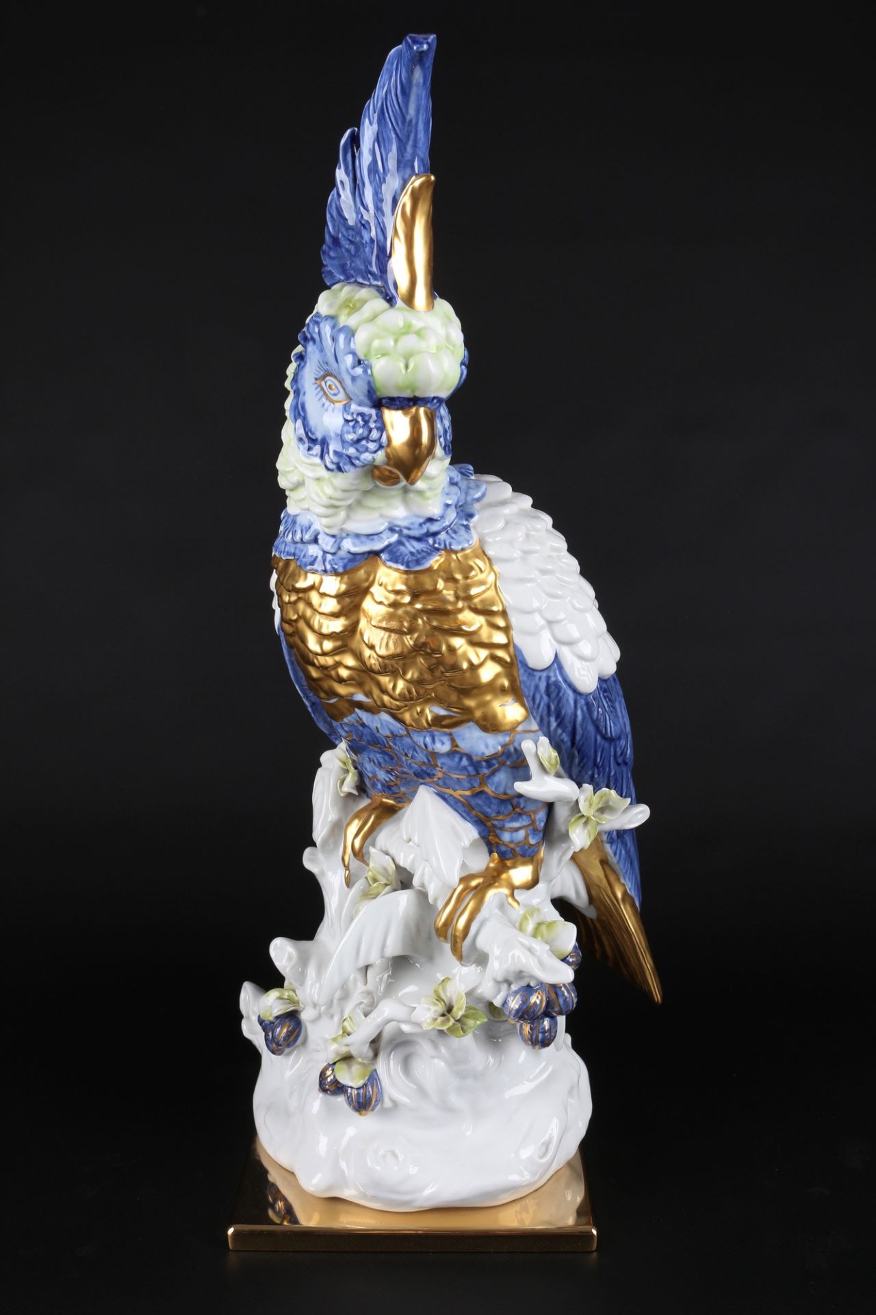 Manifattura Artistica le Porcellane großer Kakadu mit 2 Wiedehopfe, porcelain parrot / hoopoo, - Bild 2 aus 6