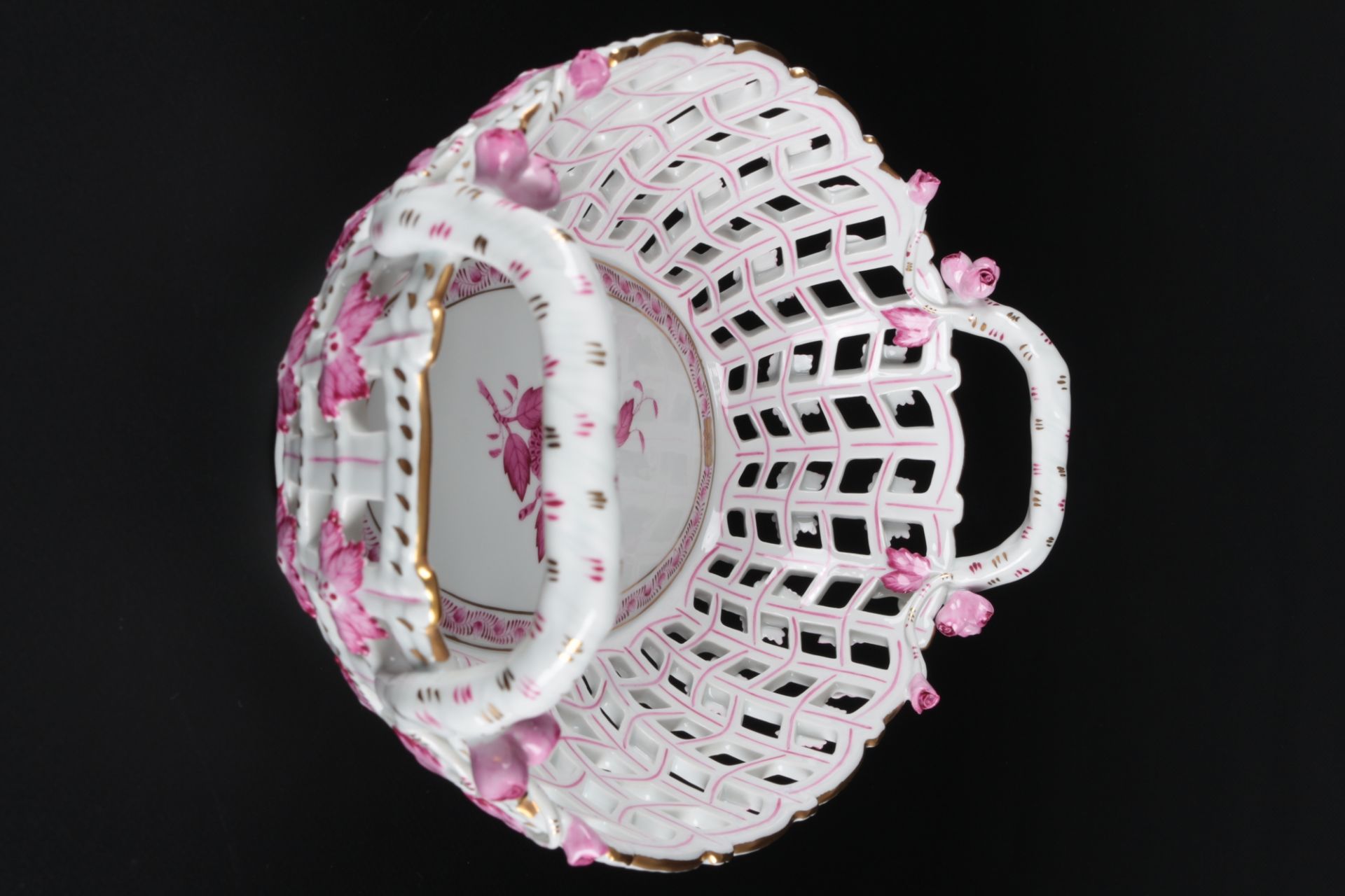 Herend AP Apponyi Purpur Durchbruch Henkelkorb, porcelain cutwork basket, - Bild 4 aus 7