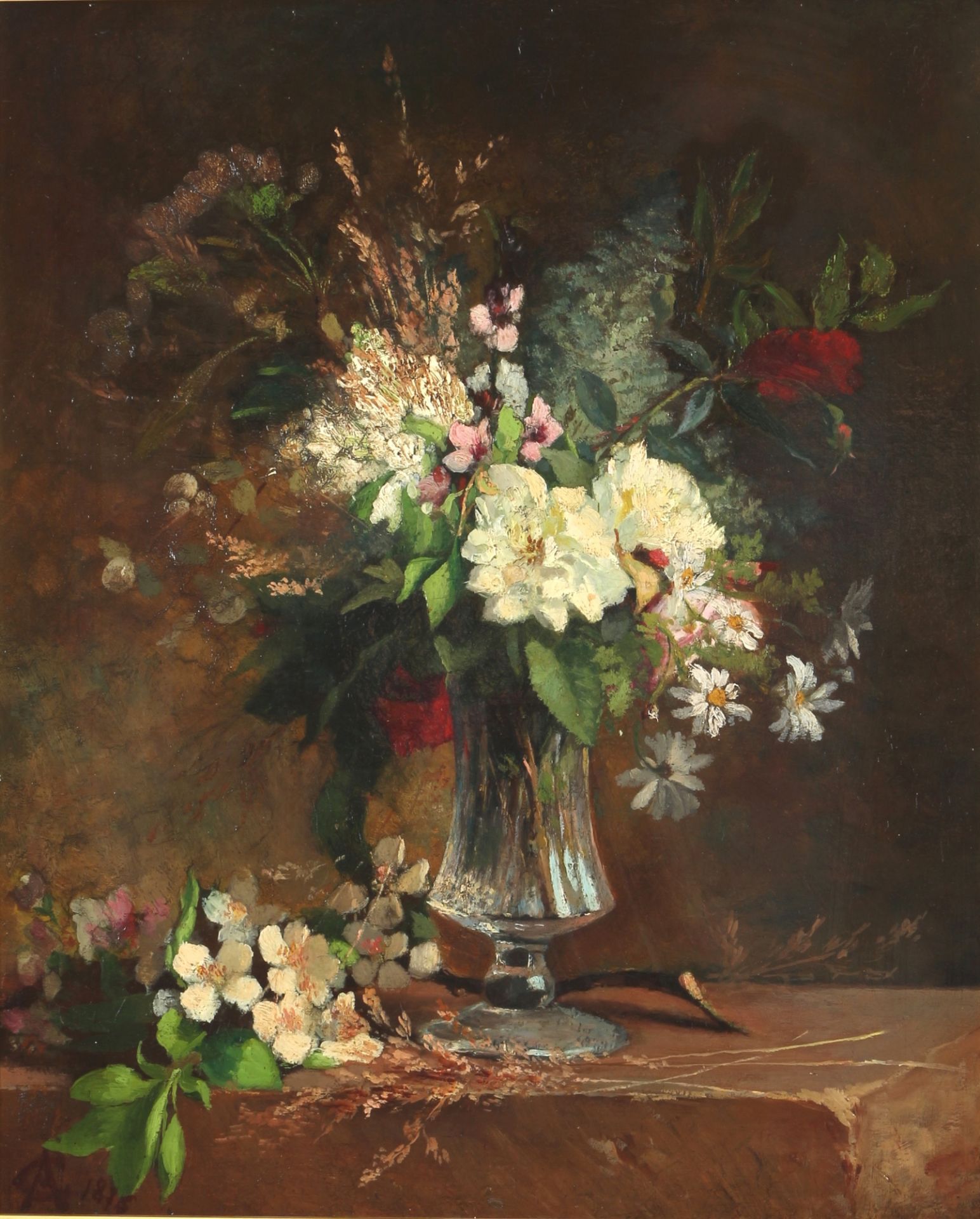 Monogrammist von 1875 Blumenstillleben, still life with flowers 1875,