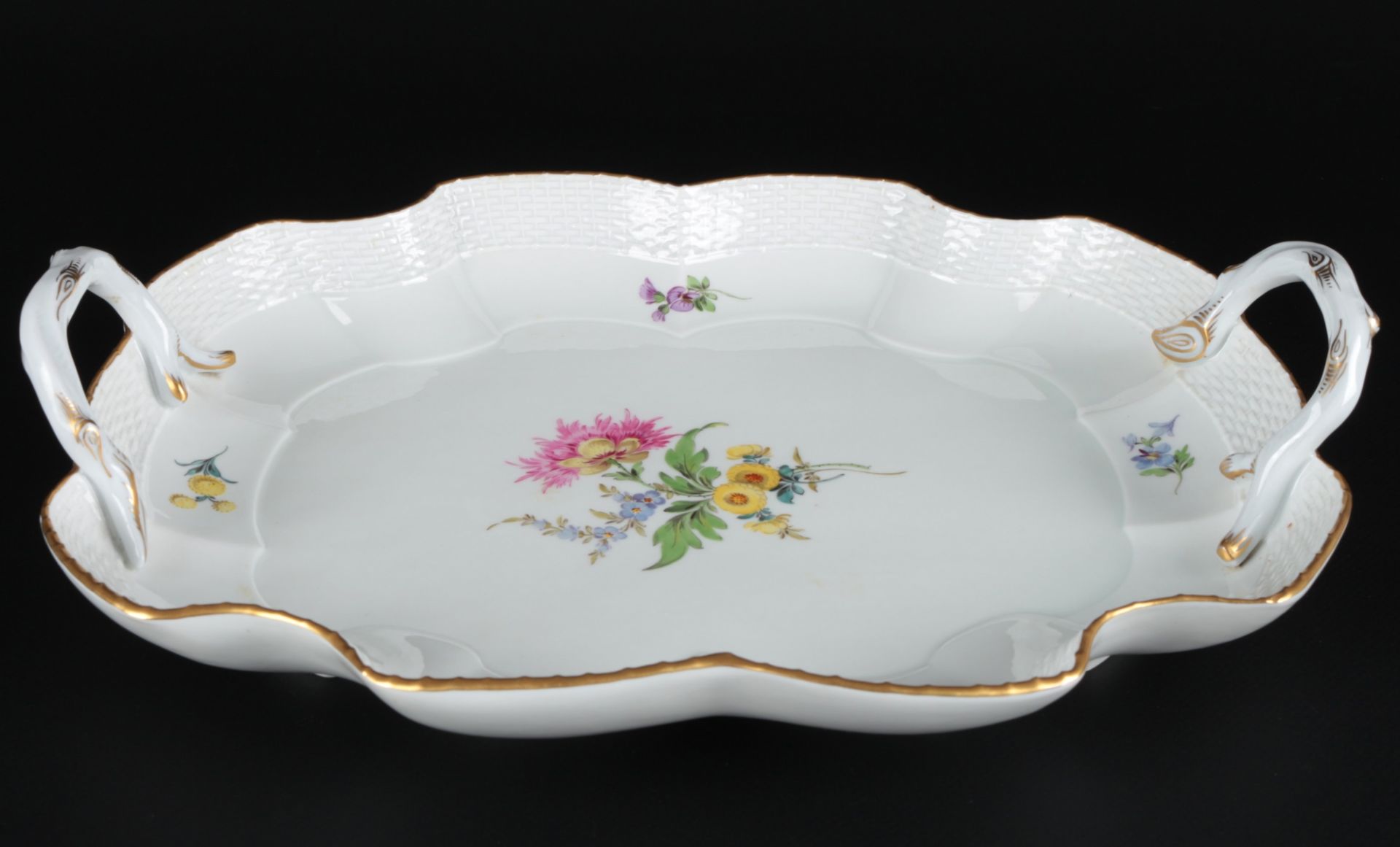 Meissen Blume große Henkelplatte, handled tray,