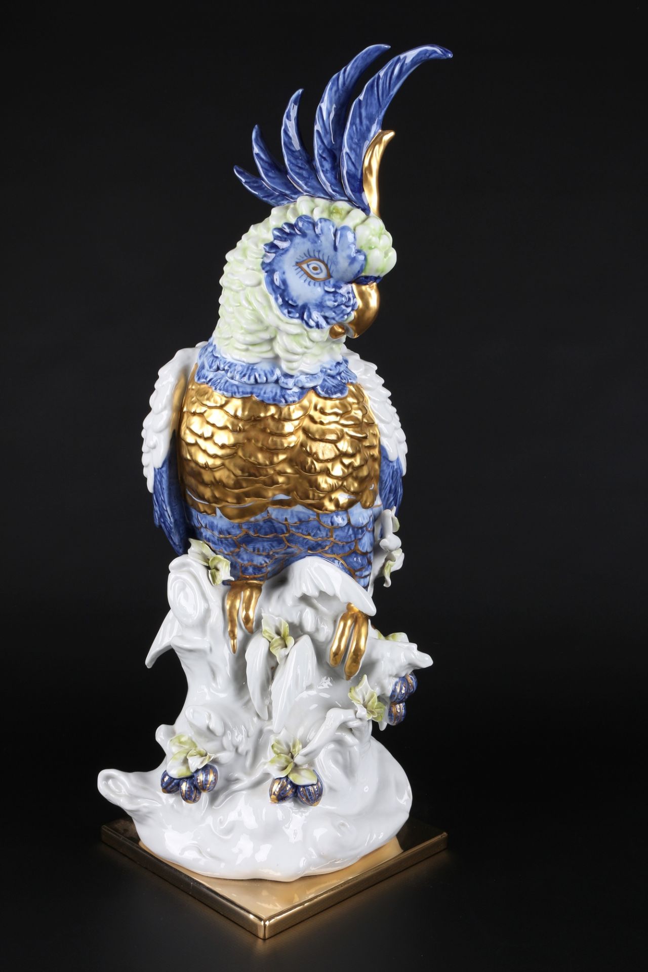 Manifattura Artistica le Porcellane großer Kakadu mit 2 Wiedehopfe, porcelain parrot / hoopoo, - Bild 3 aus 6