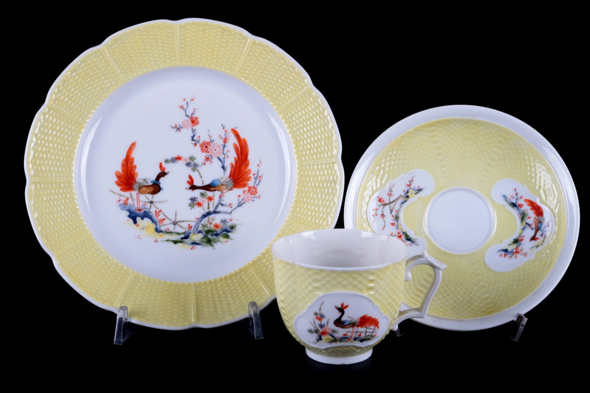 Nymphenburg Paradiesvogel Kaffeegedeck, coffee cup dessert plate,