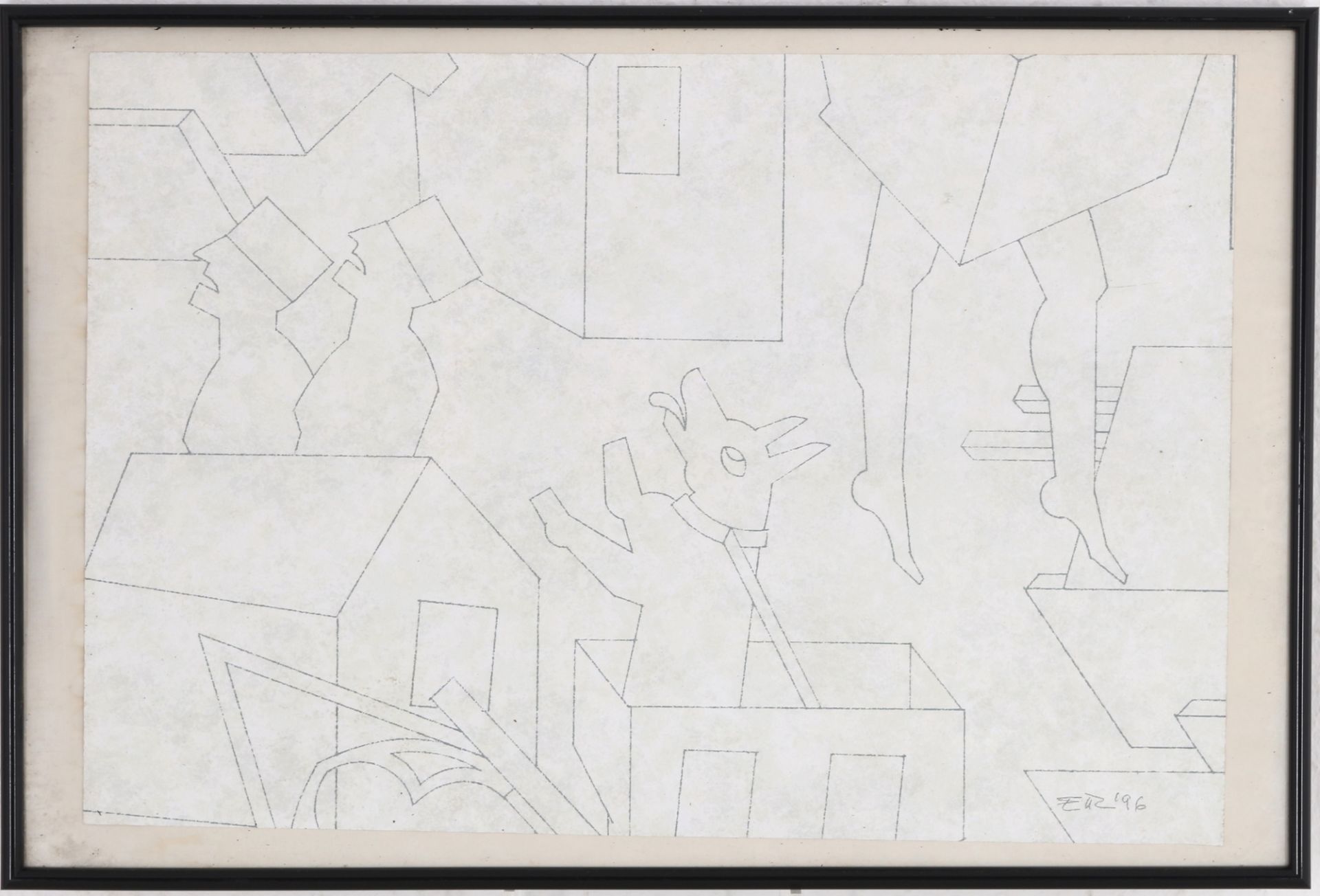 Georg Ettl (1940-2014) Häuser, abstract composition with houses, - Bild 2 aus 3