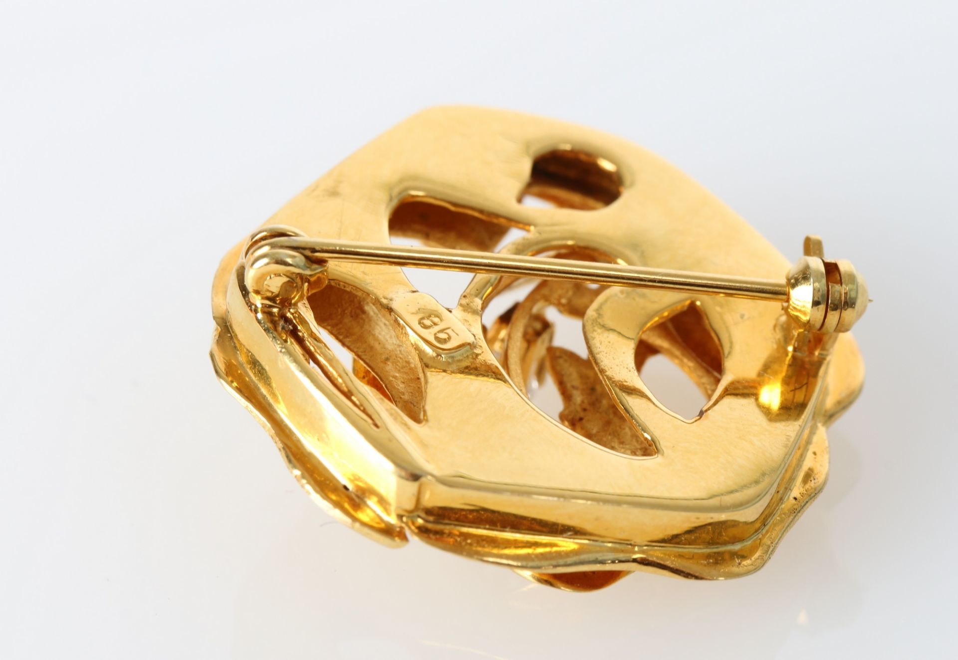 585 Gold Brosche mit 3 Brillanten 0,30ct, gold diamond brooch, - Bild 5 aus 5