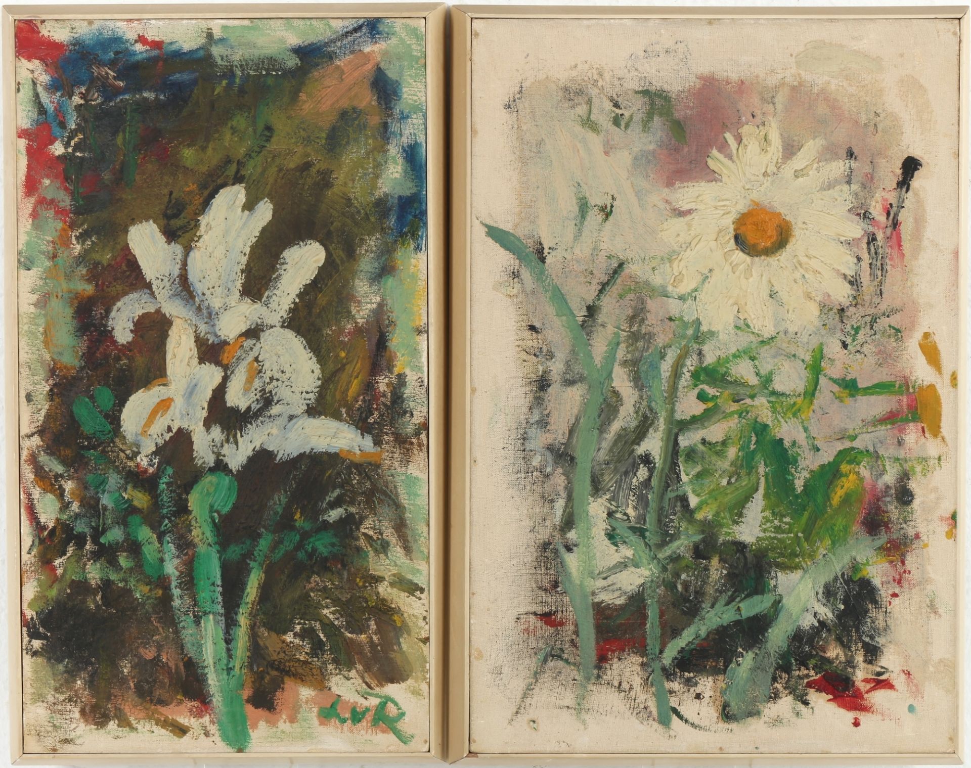 Lilia Radlova dit Lilian von Radloff (1902-1965) 2 Ölbilder Blumen, flowers,