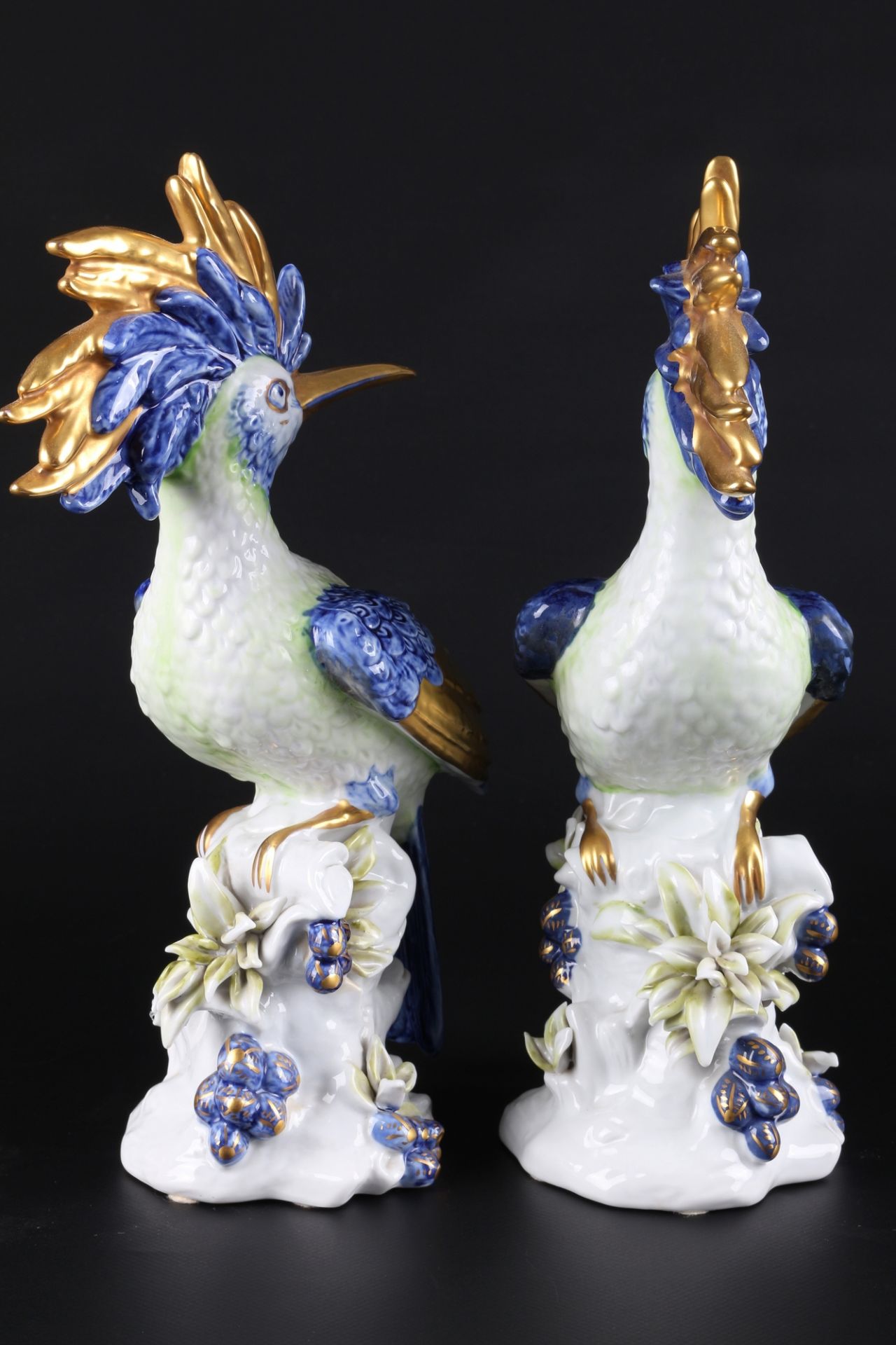 Manifattura Artistica le Porcellane großer Kakadu mit 2 Wiedehopfe, porcelain parrot / hoopoo, - Bild 5 aus 6