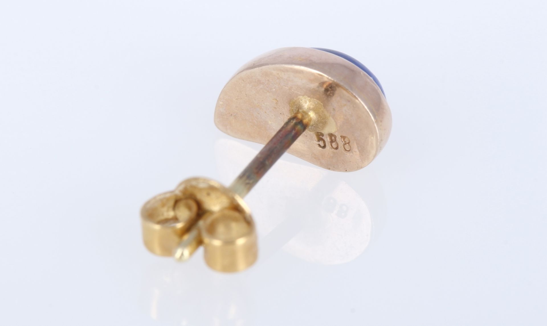 585 Gold Lapislazuli Ohrstecker, 14K gold lapislazuli ear studs, - Bild 4 aus 4