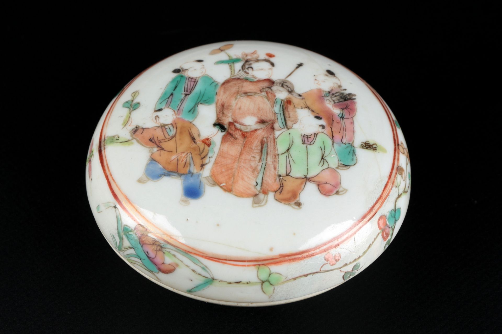 China 2 Deckeldosen Qing Dynasty, chinese lid boxes figural painting, - Bild 2 aus 6