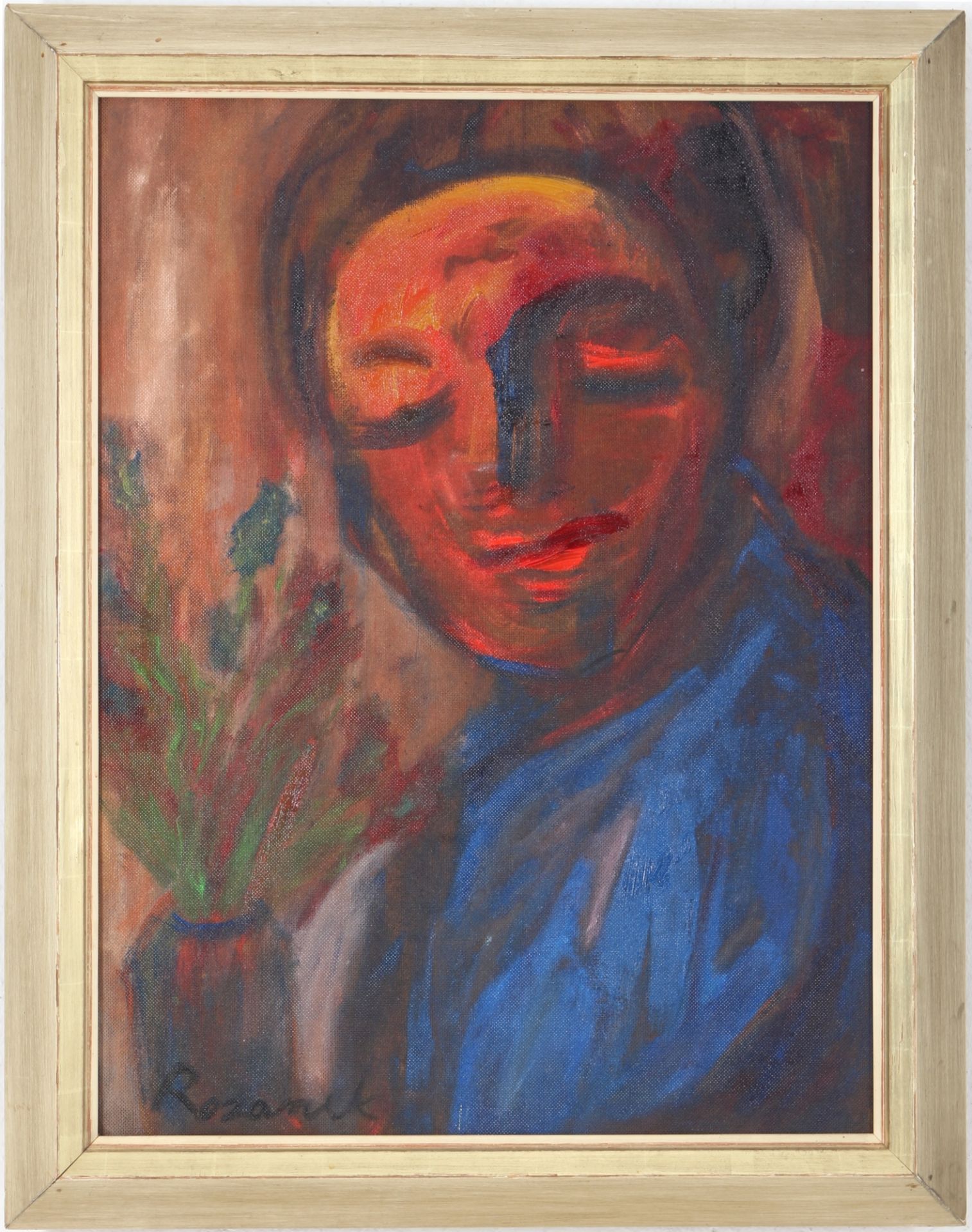 Eleonora Rozanek (1896-1987) Frau mit Blumen, woman with flowers, - Bild 2 aus 4