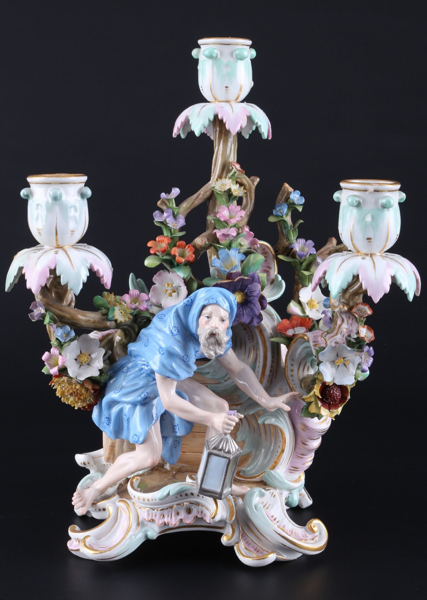 Meissen Figurenleuchter Diogenes von Sinope 1. Wahl, Knaufmarke 1860 - 1924, figural candlestick,