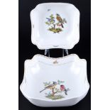 Meissen Vogelmalerei 2 eckige Schalen 1.Wahl, angular bowls 1st choice,