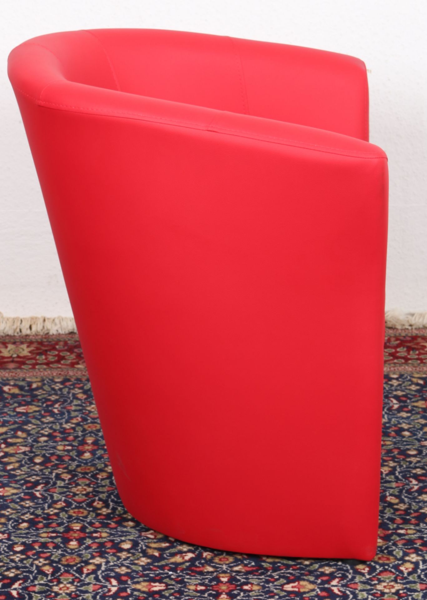 4 rote Designsessel, 4 red design armchairs leather, - Image 3 of 5