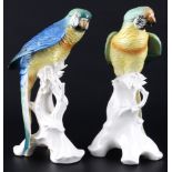 Karl Ens 2 große Ara Papageien, Volkstedt, porcelain parrots,