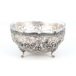 Jugendstil 800 Silber Fußschale mit Glaseinsatz, art nouveau silver bowl,