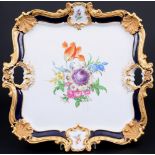 Meissen Blumenbukett kobaltblau großes Prunktablett 1.Wahl, large splendor tray 1st choice,