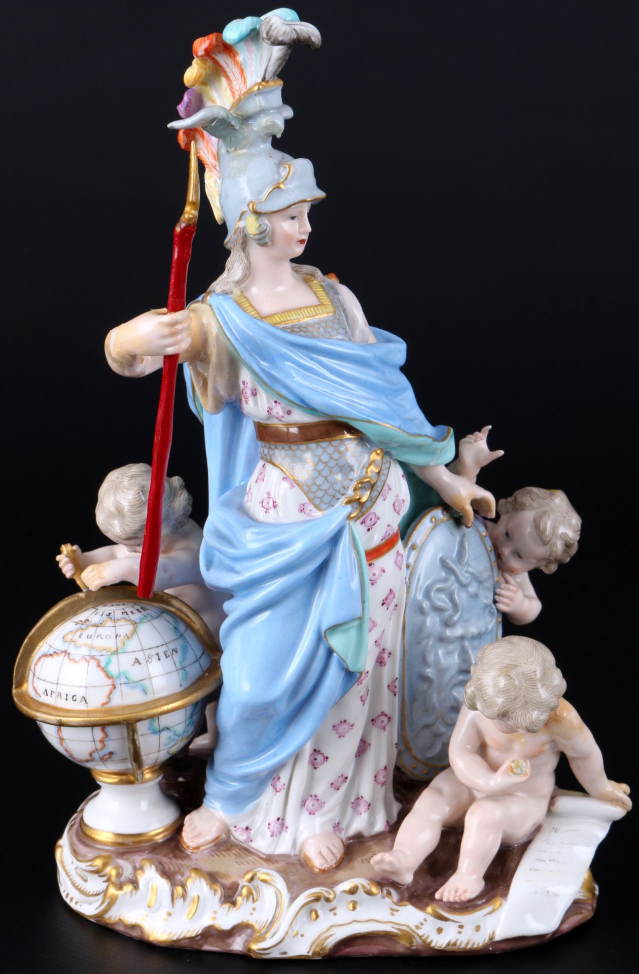 Meissen Pallas Athena mit drei Amoretten 1.Wahl, 1860 - 1924, Athena with three cupids 1st choice,