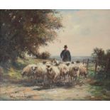 Karl Moor (1904-1991) Schäfer mit Schafherde, shepherd with flock of sheep,