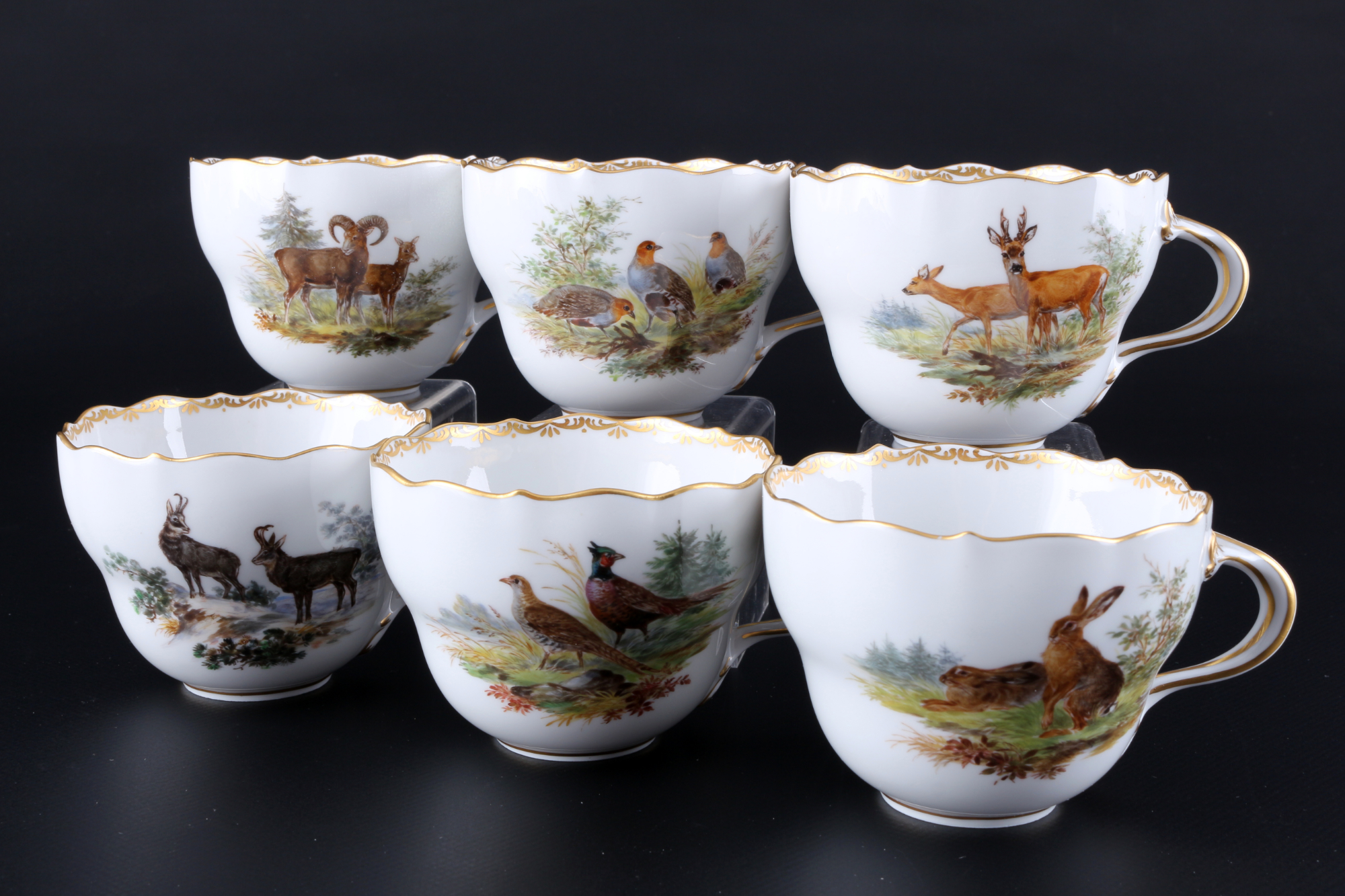 Meissen Wildmalerei nach Ridinger Kaffeeservice für 6 Personen 1.Wahl, coffee service 1st choice, - Image 2 of 9