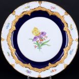 Meissen B-Form Blume kobaltblau große Prunkplatte 1.Wahl, large splendor plate 1st choice,