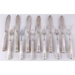 Silber Fischbesteck für 6 Personen, Jugendstil, silverware fish cutlery for 6 pers.,