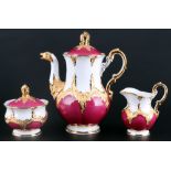 Meissen B-Form Purpur Mokka Kaffeekern 1.Wahl, mocha coffee set,