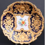 Meissen Blumenbukett kobaltblau große Prunkschale mit floralem Reliefdekor, large splendor bowl,