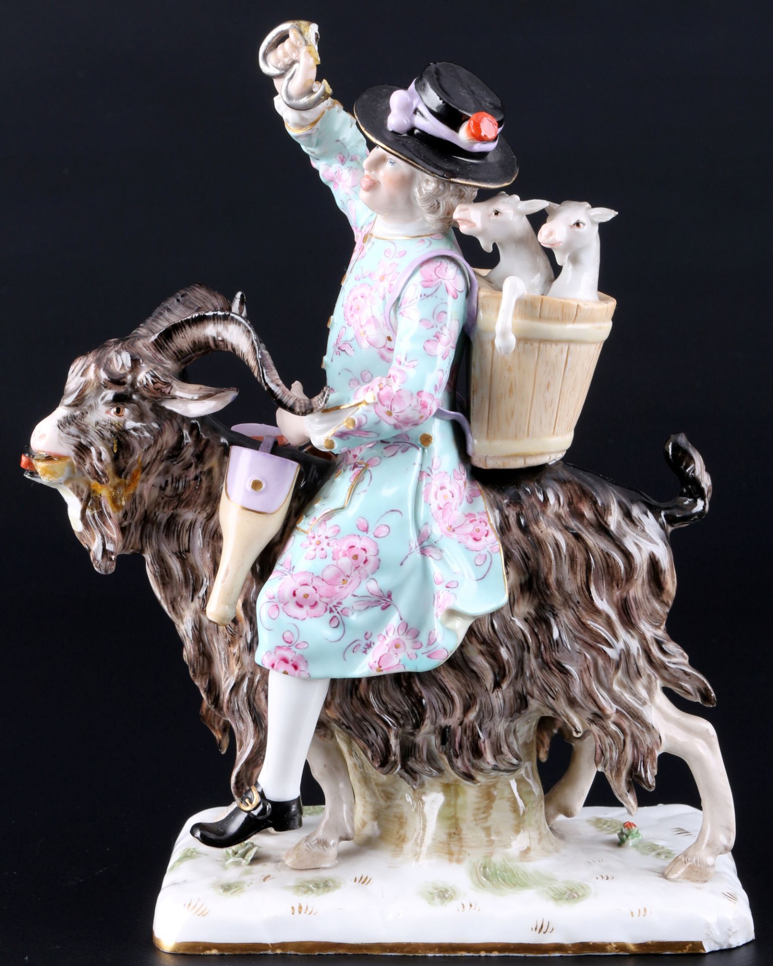 Meissen Schneider auf Ziegenbock 1.Wahl, 1860 - 1924, tailor on goat 1st choice,