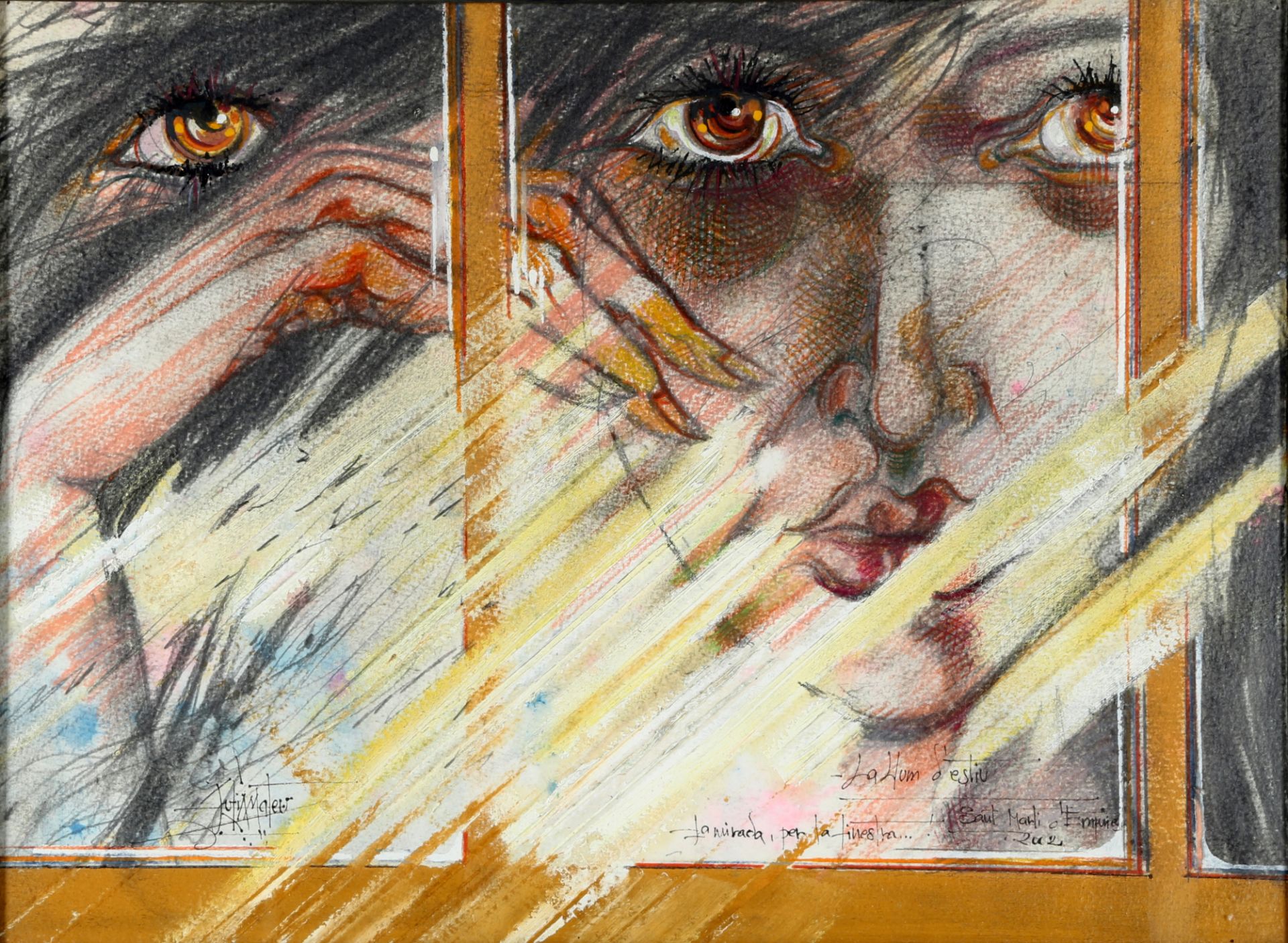 Julia Mateu (*1941) moderne Komposition "la mirada per la finestra", modern composition,
