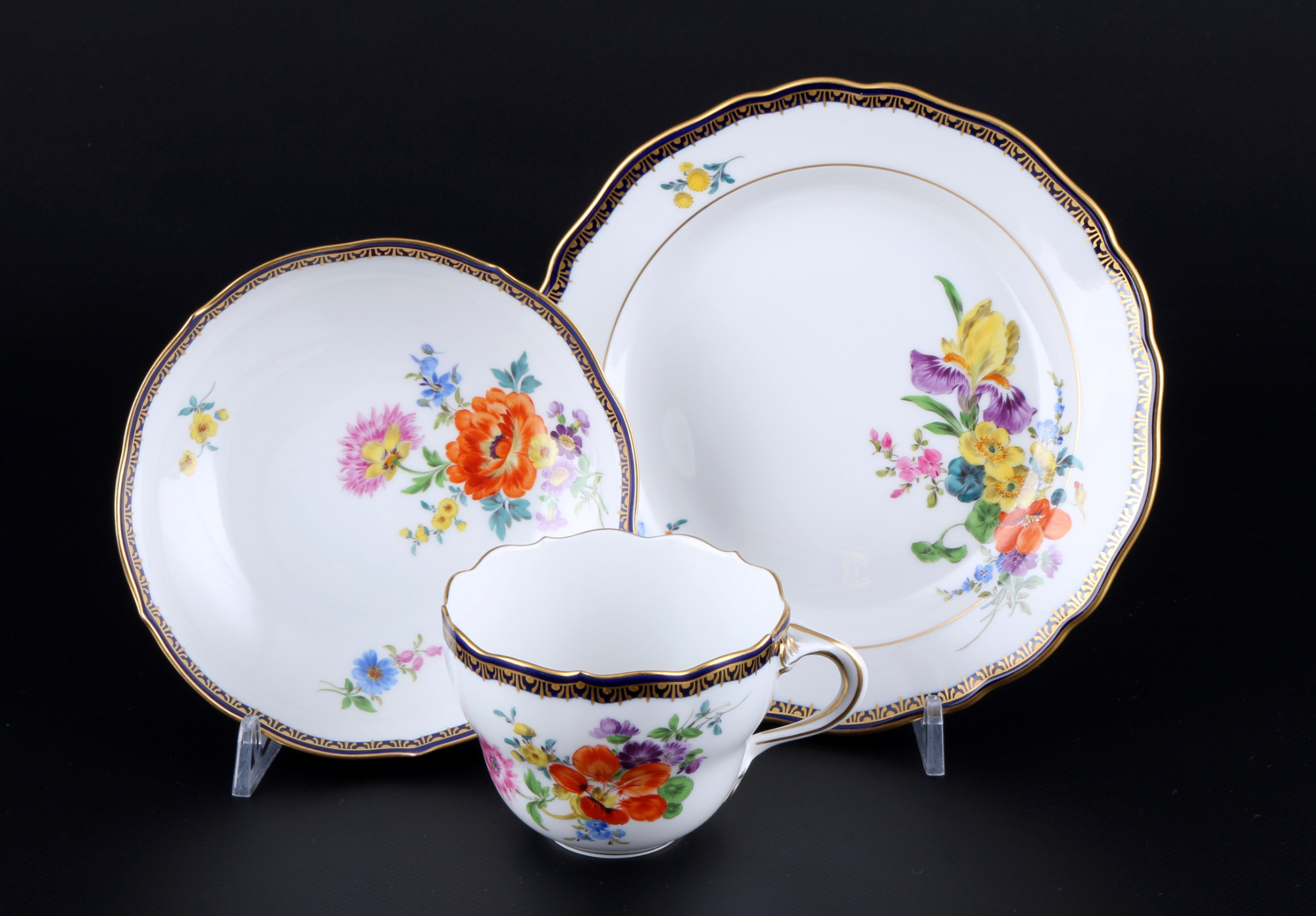 Meissen A-Kante Blumenbukett Kaffeeservice für 6 Personen 1.Wahl, coffee service 1st choice, - Image 2 of 6