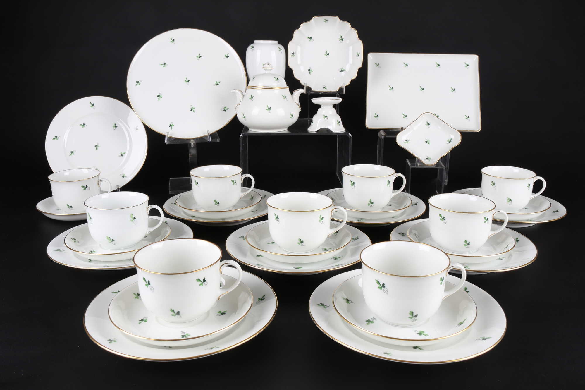 Wien Augarten Weinlaubstreuer Kaffeeservice, coffee cup set,