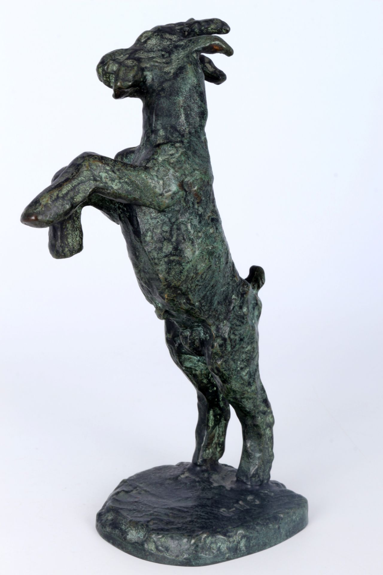 Rose Maria Stiller (1920 - 1993) Bronze aufsteigender Ziegenbock, bronze raising goat, - Image 3 of 6