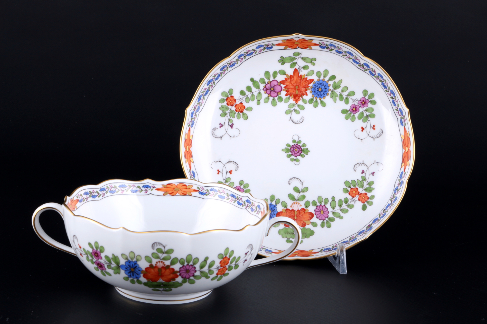 Meissen Indisch Bunt 6 Suppentassen 1.Wahl, soup cups 1st choice, - Image 2 of 3