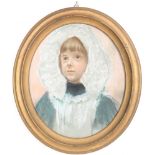 Biedermeier Maler 19. Jahrhundert ovales Portrait eines Mädchens, portraiture of a young girl,