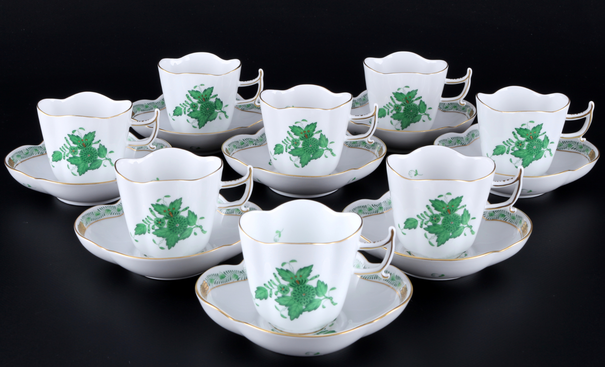 Herend Apponyi Vert 8 Mokkatassen 4198, mocha coffee cups,