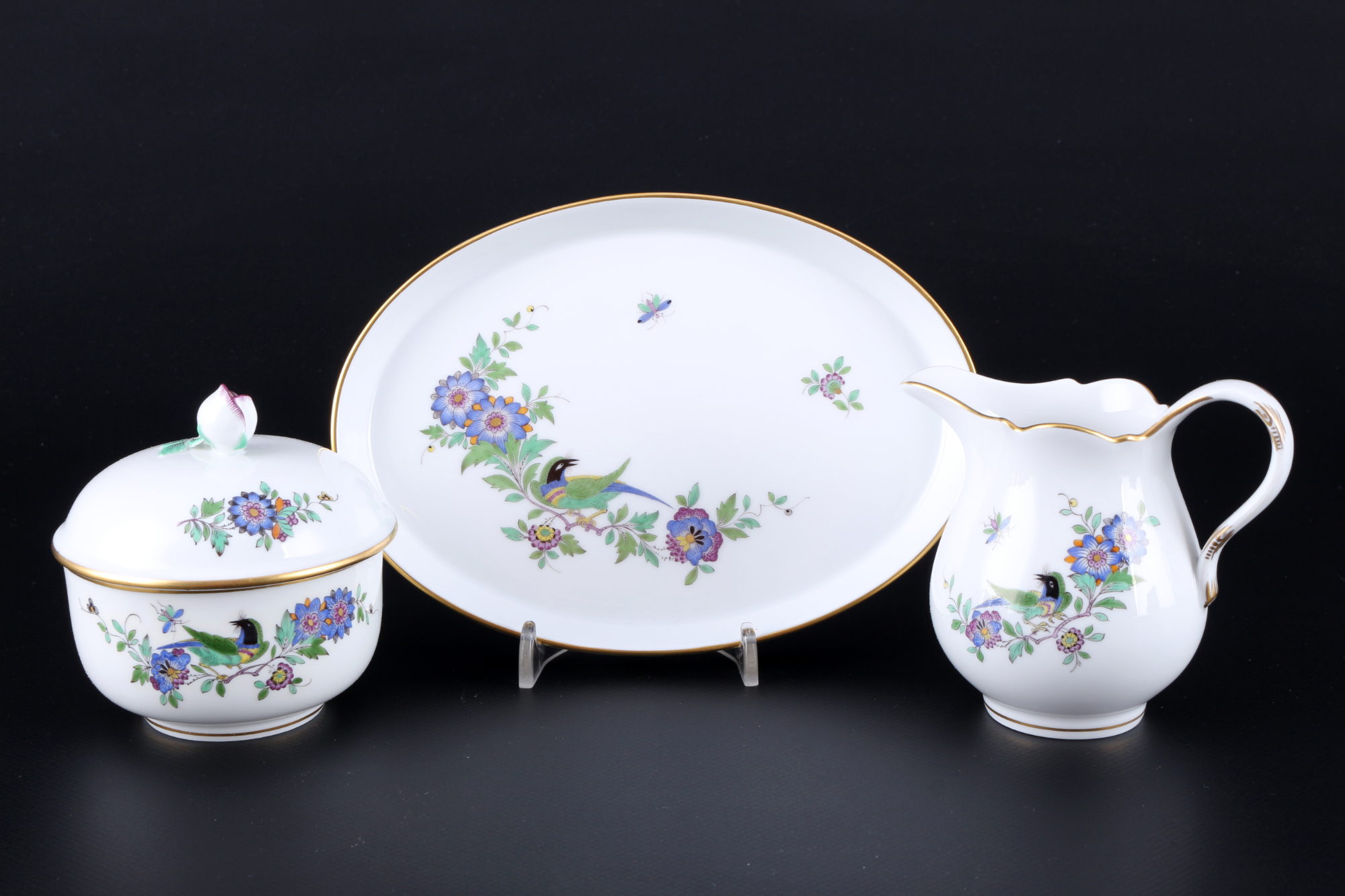 Meissen Indische Fels-, Blumen und Vogelmalerei Kaffeeservice 8 Personen 1.Wahl, coffee service, - Image 5 of 9