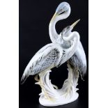 Karl Ens große Vogelgruppe Reiher, Volkstedt, porcelain pair of herons,