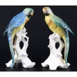 Karl Ens 2 große Ara Papageien, Volkstedt, porcelain parrots,