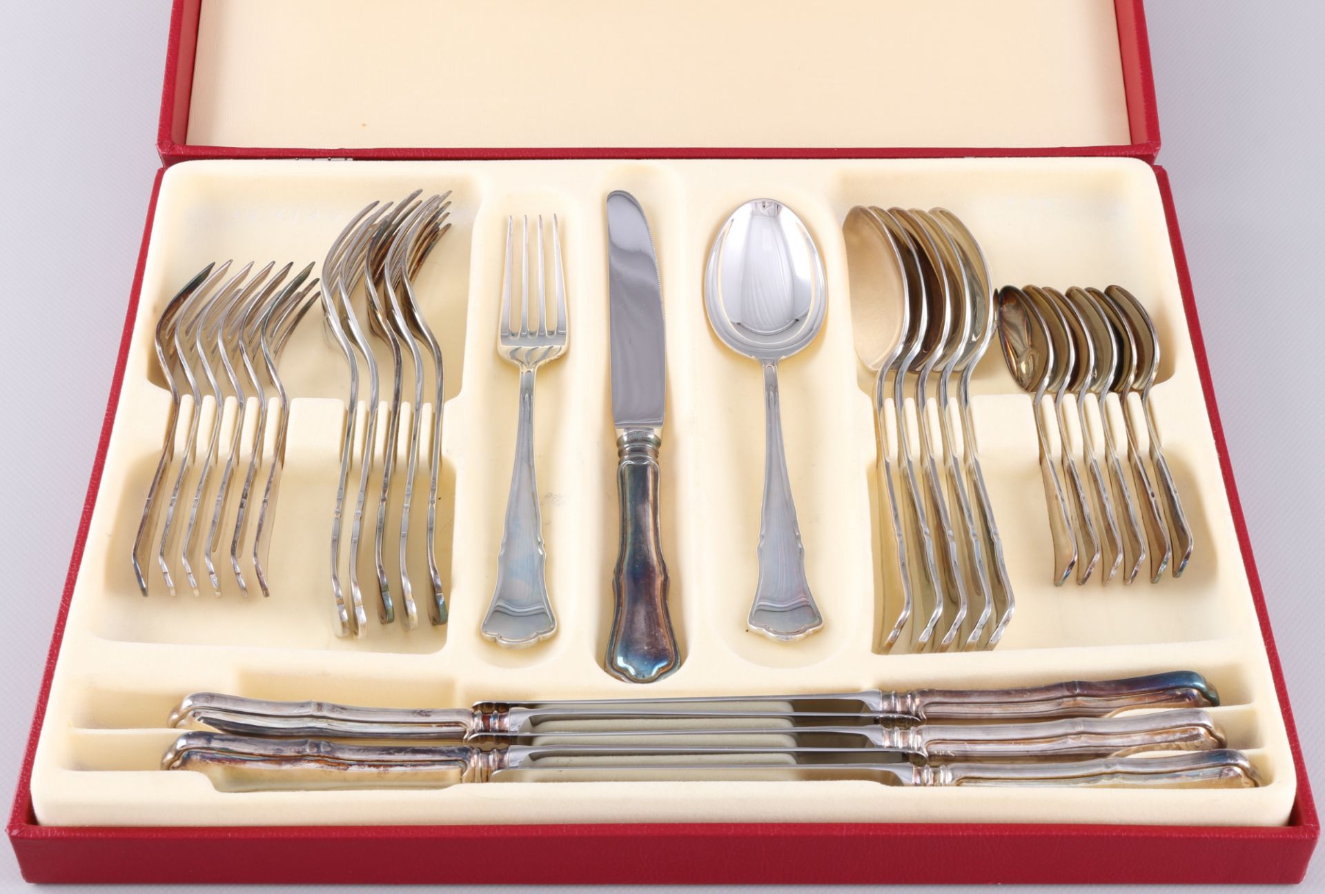 R&B Robbe & Berking Alt-Chippendale 925 Silber Besteck für 6 Personen, sterling silver cutlery,