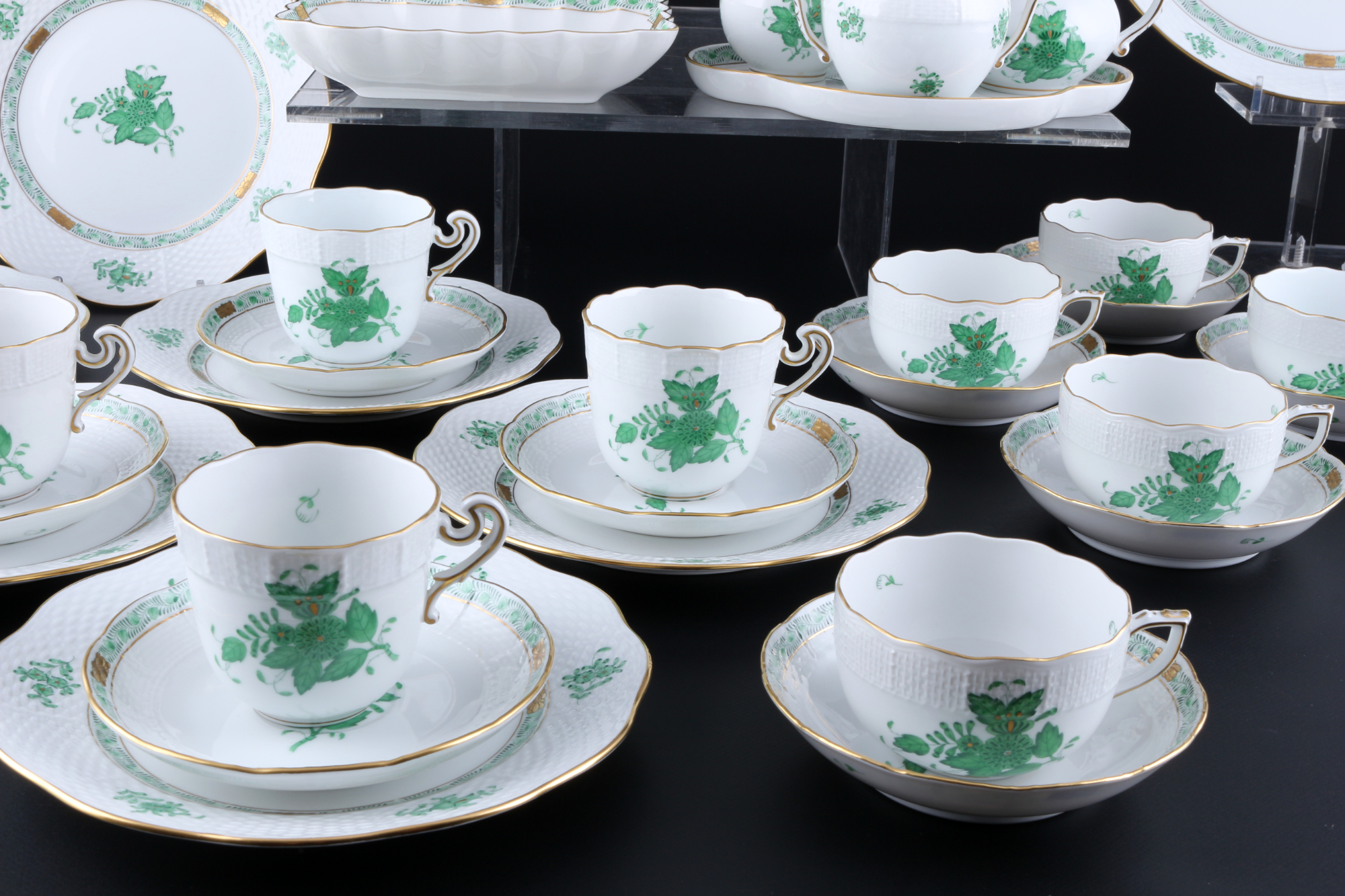 Herend AV Apponyi Vert umfangreiches Kaffee- und Teeservice für 6 Personen, coffee and tea service, - Image 4 of 6