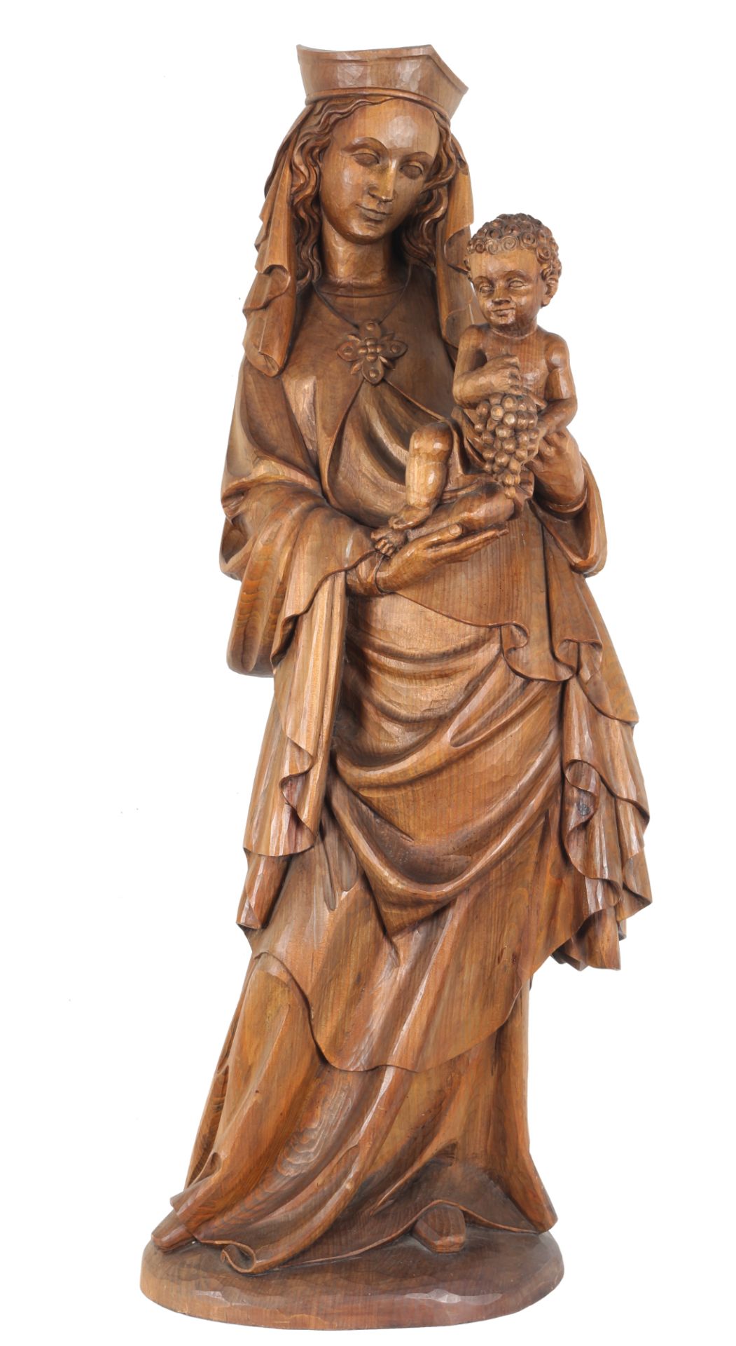 Riesige Heiligenfigur Madonna mit Christus H 102 cm, wooden figure of saint Madonna with Christ,