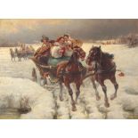 Petr Stojanov (1857-1957) Kutschenfahrt im Winter, carriage ride in winter,