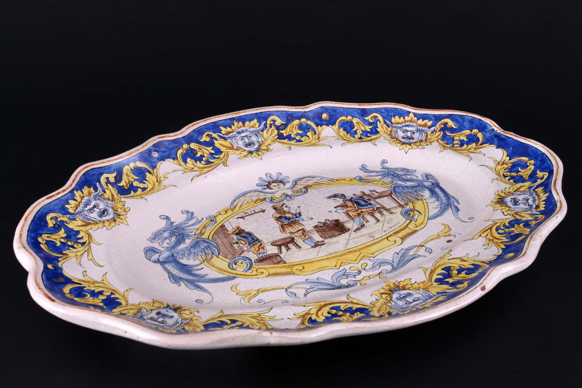 Niederlande 18. / 19. Jahrhundert Prunkplatte, dutch ceramic splendor platter, - Image 3 of 4
