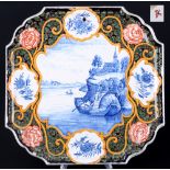 Niederlande 18. / 19. Jahrhundert Bildplatte mit Windmühle und Boot, dutch ceramic plaque,