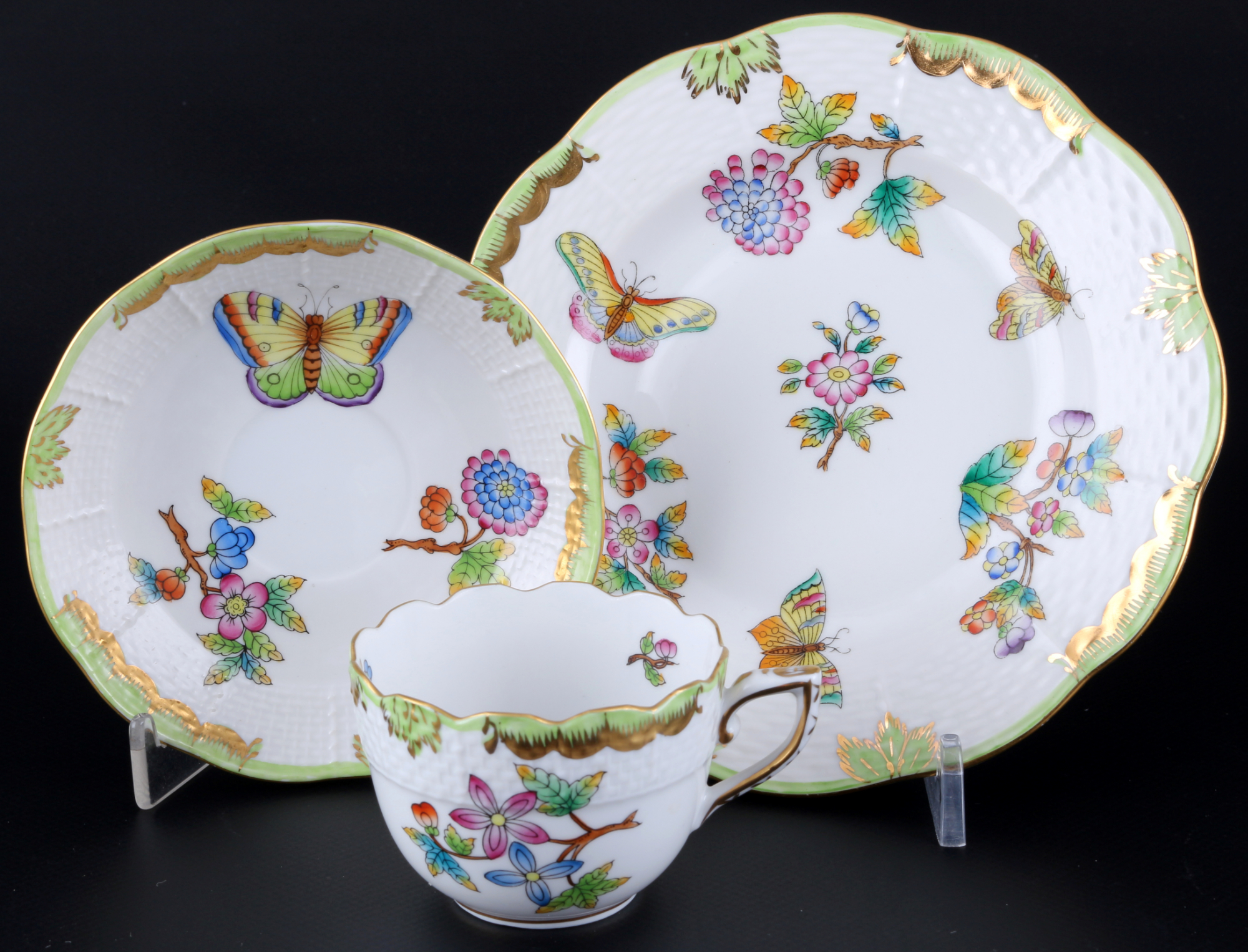 Herend VBO Queen Victoria 4 Mokkagedecke, mocha coffee cups with saucers and dessert plates, - Image 2 of 6