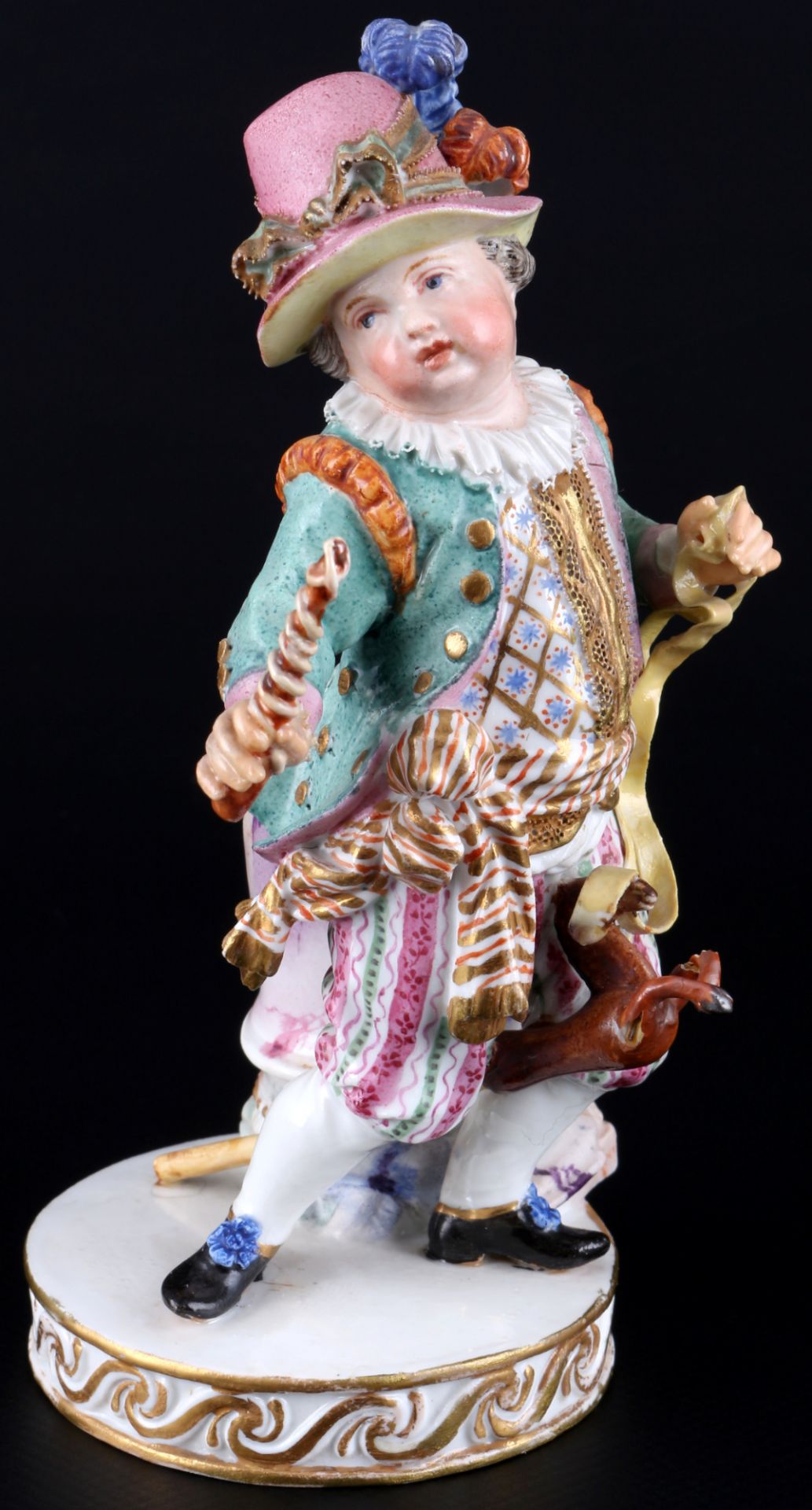 Meissen spielender Junge mit Holzpferd 1.Wahl, 1860-1924, playing boy with hobbyhorse 1st choice,