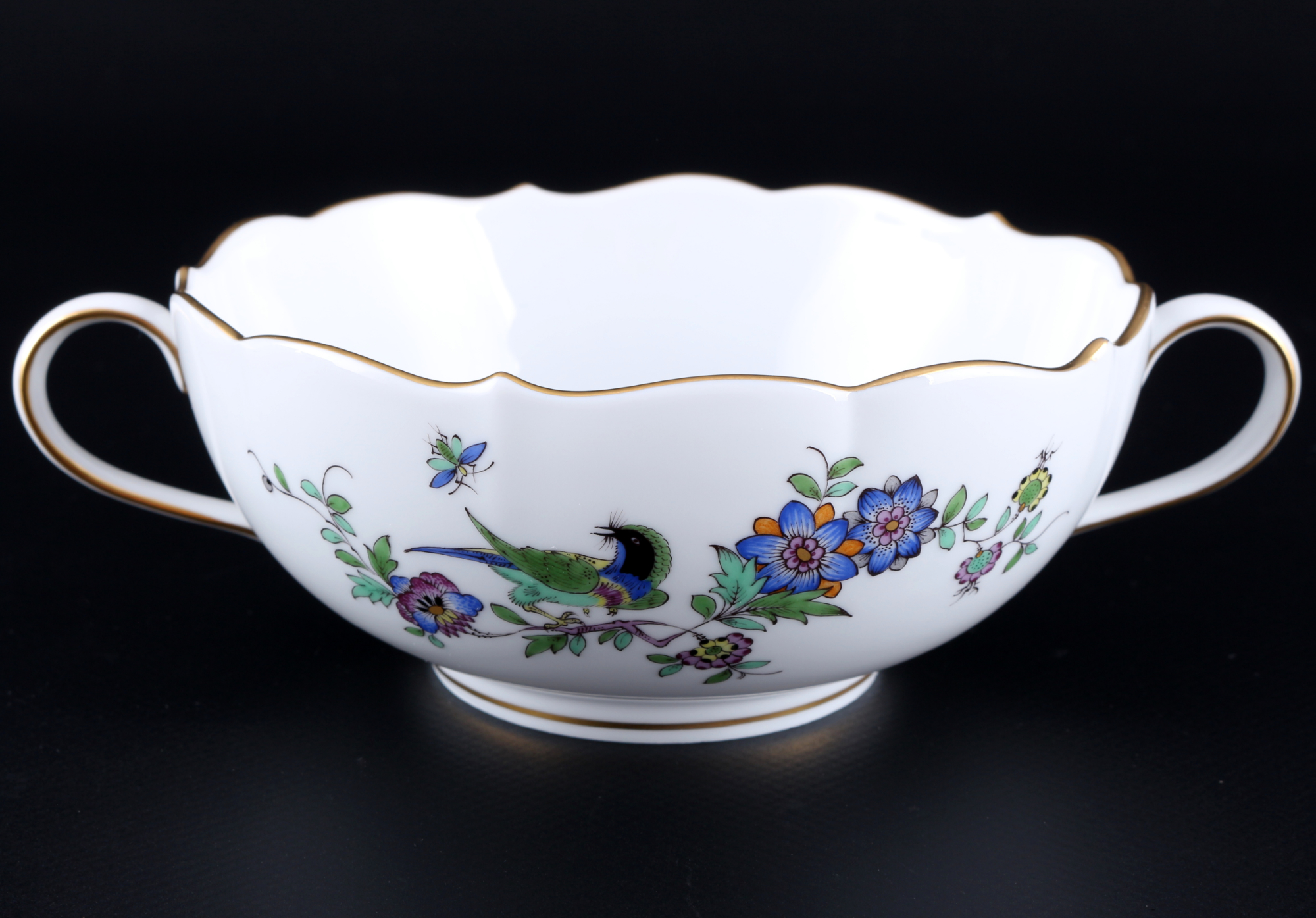 Meissen Indische Fels-, Blumen und Vogelmalerei 8 Suppentassen 1.Wahl, soup cups 1st choice, - Image 2 of 4