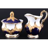 Meissen B-Form Kobaltblau Milchkanne und Zuckerdose, milk jug and sugar box,